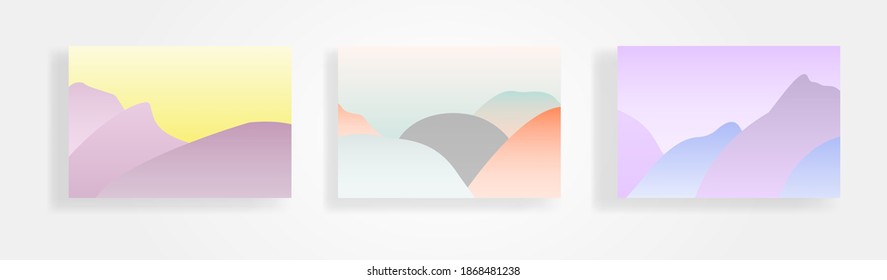 mountains sunrise landscapes stock vector background set