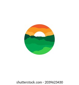 MOUNTAINS SUNSET LANDSCAPE MODERN LOGO SYMBOLS VECTOR ICON ILLUSTRATION DESIGN