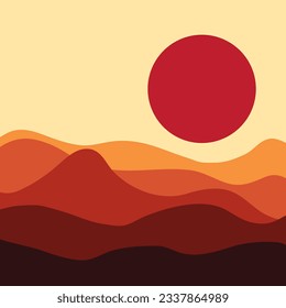 mountains and sunset vector illustration for background, poster,banner,cover,greeting card