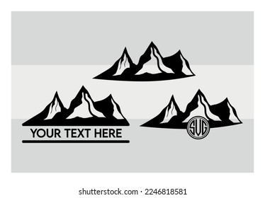 Mountains SVG, Mountain And Trees, Forest Cricut, Silhouette Cut File Svg, Travel, Monogram, Landscape, Outdoor, Dxf, Png, Eps