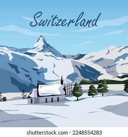 Mountains Switzerland Nice landmark poster