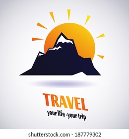 Mountains symbol. Vector icon, emblem. Logo design.