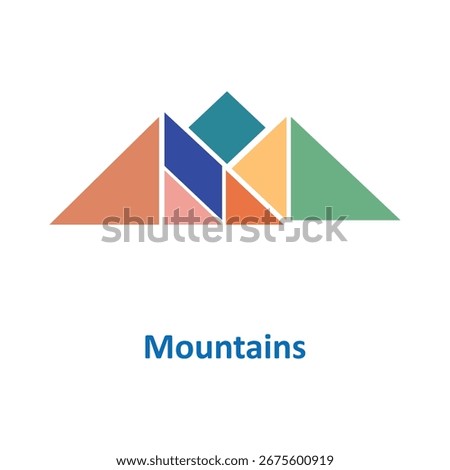 Mountains Tangram Puzzle - Creative Geometric Landscape	