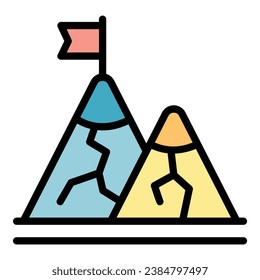 Monta el vector de contorno del icono de destino. Seo web. Color plano de tendencia del sitio