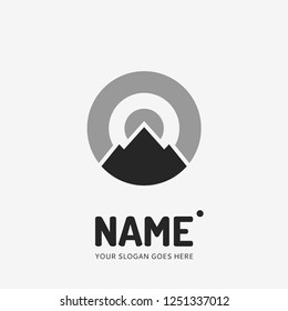 The mountains and target. Vector logo design. Business concept icon.