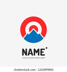 The mountains and target. Vector logo design. Business concept icon.
