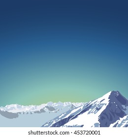 mountains theme illustration. beautiful mountain landscape with morning sky background. Vector illustration. flat design. Mountain range landscape.