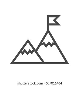 Mountains Thin Line Vector Icon. Flat icon isolated on the white background. Editable EPS file. Vector illustration.