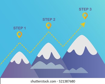 Mountains three steps diagram template.Vector EPS 10