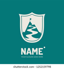The mountains and track. Vector logo design. Business concept icon.
