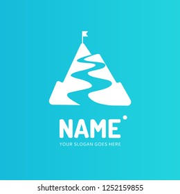 The mountains and track. Vector logo design. Business concept icon.