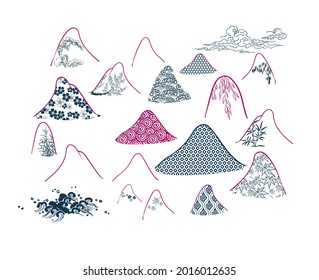 Gebirge traditionelles geometrisches Kimono Muster Vektorgrafik Linie japanisch chinesisch orientalisch