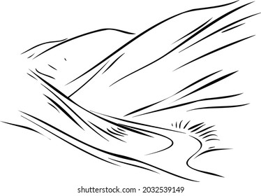 mountains, trail vector illustration .