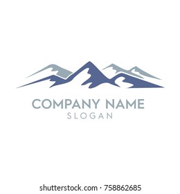 Mountains, tree, lakes vector illustration. Logo concept.