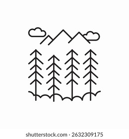 mountains trees clouds icon sign vector