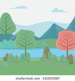 Mountains and trees  design vector illustrator