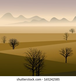 Mountains and trees in the endlos meadow