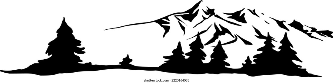 Mountains, trees, forest vector illustration design