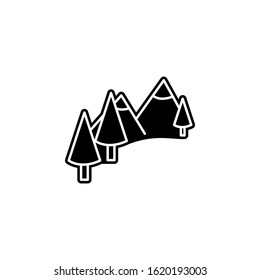 mountains and trees icon. Simple glyph, flat vector of camping icons for ui and ux, website or mobile application