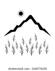 plantilla de logotipo de ilustraciones vectoriales de iconos de montañas y árboles
