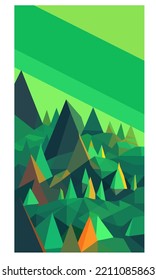 mountains with trees landscape in green tones