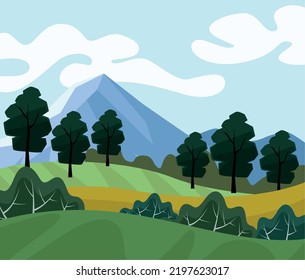 mountains and trees landscape scene