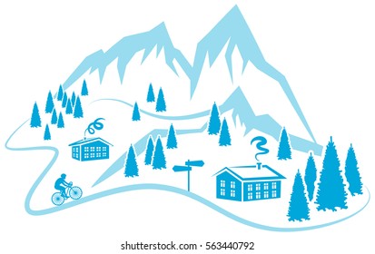 mountains and trees silhouette