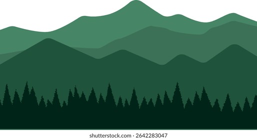 Mountains Trees Vector is a nature-inspired design combining mountain peaks and forest silhouettes, perfect for outdoor, adventure, or wilderness-themed visuals.
