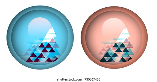 mountains of triangles. background. China. Japan. east landscape set eps 10
