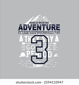 Mountains T-shirt Logo fashion Adventure Varsity Emblem Slogan Tee Design