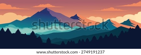 mountains under a cloudy sky with lush trees prominently