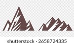 Mountains vary in shape and pattern. Rocky mountains icon or logo collection. Vector illustration. Mountain Silhouette Vector Art, Icons, and Graphics. Stylized mountain designs for artistic projects.