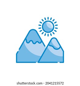 Mountains vector blue colours icon style illustration. Eps 10 file