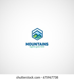 Mountains vector emblem.