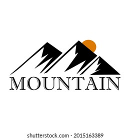 
Mountains vector emblem, sticker, label, badge or logo in simple art style.