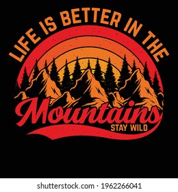 Mountains vector graphics design t shirt
