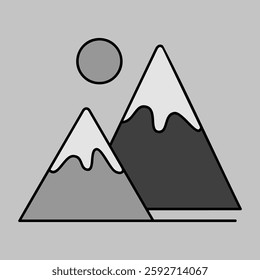Mountains vector grayscale icon. Nature sign. Graph symbol for travel and tourism web site and apps design, logo, app, UI