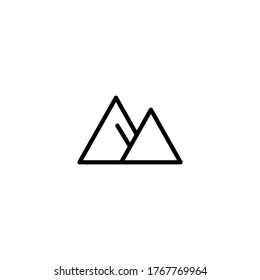 Mountains vector icon in black line style icon, style isolated on white background