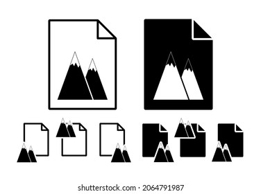 The mountains vector icon in file set illustration for ui and ux, website or mobile application