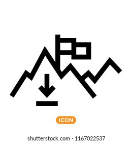 Mountains Vector Icon in Flat Style. Traveling related symbol.