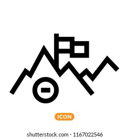 Mountains Vector Icon in Flat Style. Traveling related symbol.