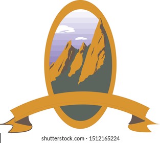 Mountains vector icon in a frame