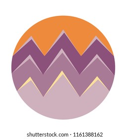 Mountains vector icon. A vector image depicting multi-colored mountains covered with snow can be used for a logo, picture and any purposes