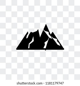 Mountains vector icon isolated on transparent background, Mountains logo concept