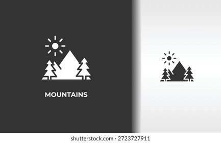 Montanhas Vetor, Ícone Ou Sinal De Logotipo Ilustração De Símbolo Isolada