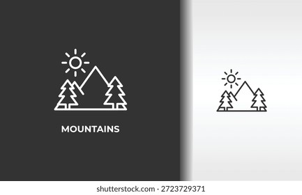 Ilustración De Símbolo Aislado De Vector, Icono O Logotipo De Montañas