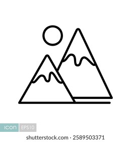 Mountains vector icon. Nature sign. Graph symbol for travel and tourism web site and apps design, logo, app, UI