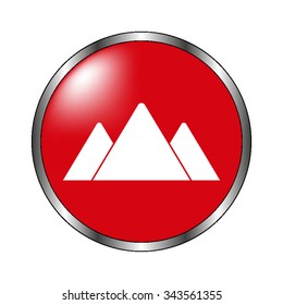 mountains - vector icon  on the red button