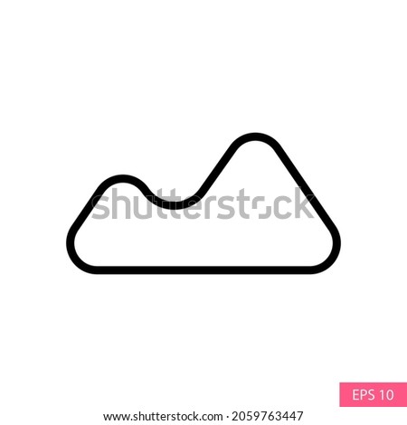Mountains vector icon in outline style design isolated on white background. Mountains one line symbol modern concept. EPS 10 vector illustration.