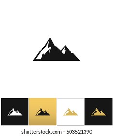 Mountains vector icon. Mountains program on black, white and gold background